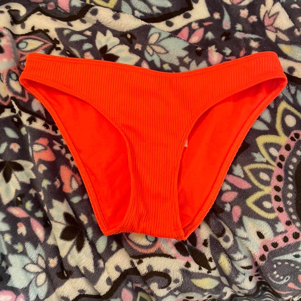 hollister orange ribbed bikini bottoms